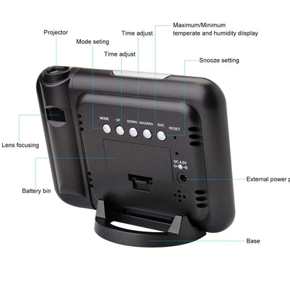 LED Alarm Projection Thermometer Hygrometer Wireless  Digital Watch Snooze  Clock