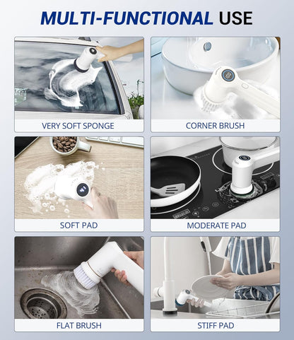 Electric Spin Scrubber, Cordless Shower Scrubber with Battery