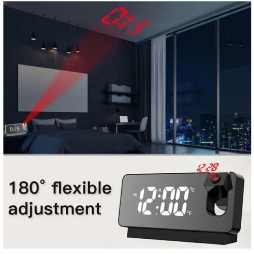 Smart LED Digital Projection Alarm Clock with RGB Display, Dual USB Charger & Mirror Surface